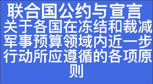 关于各国在冻结和裁减军事预算领域内近一步行动所应遵循的各项原则