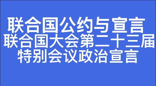 联合国大会第二十三届特别会议政治宣言