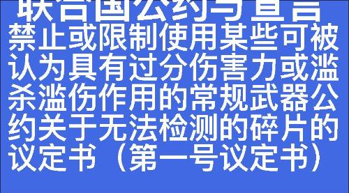 禁止或限制使用某些可被认为具有过分伤害力或滥杀滥伤作用的常规武器公约关于无法检测的碎片的议定书（第一号议定书）