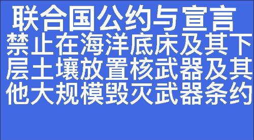 禁止在海洋底床及其下层土壤放置核武器及其他大规模毁灭武器条约