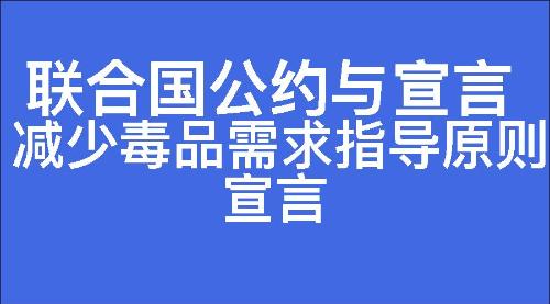 减少毒品需求指导原则宣言