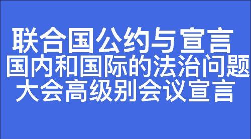 国内和国际的法治问题大会高级别会议宣言-七宗罪心理