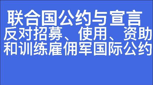 反对招募、使用、资助和训练雇佣军国际公约