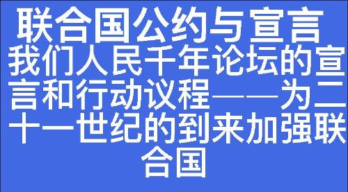 我们人民千年论坛的宣言和行动议程——为二十一世纪的到来加强联合国