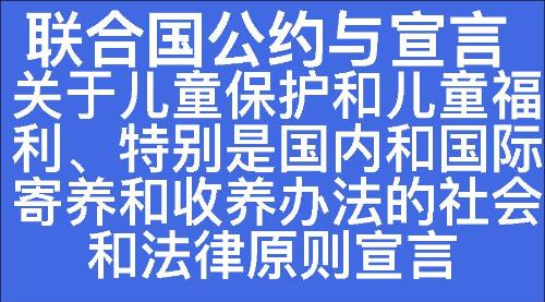 关于儿童保护和儿童福利、特别是国内和国际寄养和收养办法的社会和法律原则宣言