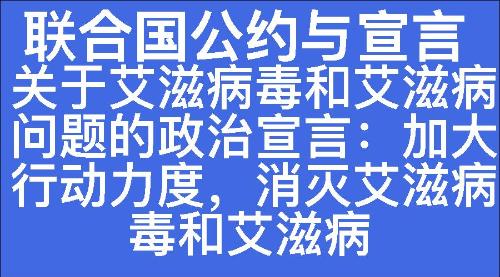 关于艾滋病毒和艾滋病问题的政治宣言：加大行动力度，消灭艾滋病毒和艾滋病