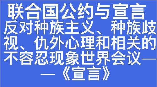 反对种族主义、种族歧视、仇外心理和相关的不容忍现象世界会议——《宣言》