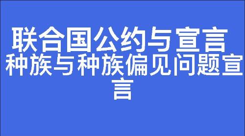 种族与种族偏见问题宣言