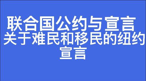 关于难民和移民的纽约宣言